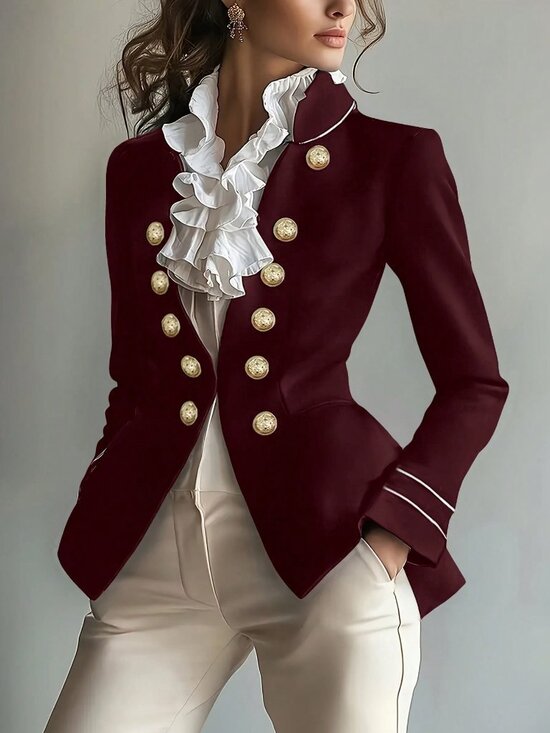Jackets & Blazers - Burgundy Elegant Women's Slim Fit Blazer